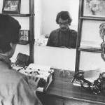 Satyananda at his typewriter